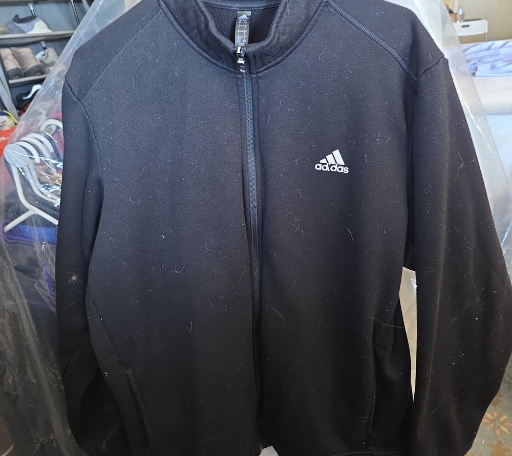 adidas Black Zip-Up Track Jacket with White Logo